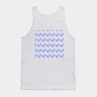 Blue Bird Pattern in Blue Watercolor Tank Top